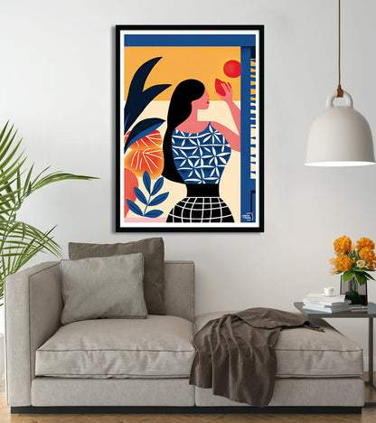 poster Femme cubisme aux couleurs vives