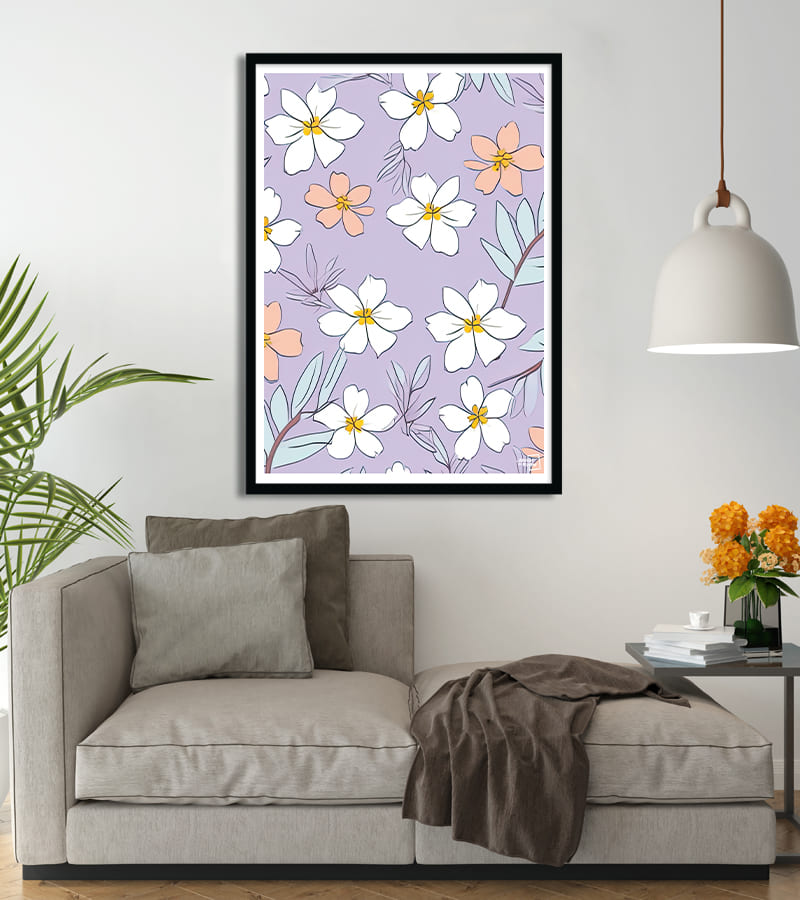 Affiche motif fleur lys bohème