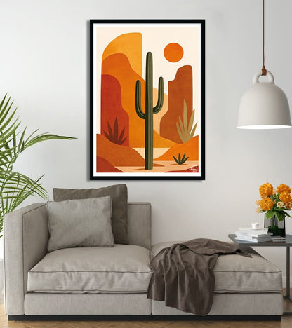 Affiche Botanique Moderne – Cactus et Abstraction aux Couleurs de l’Aube #53